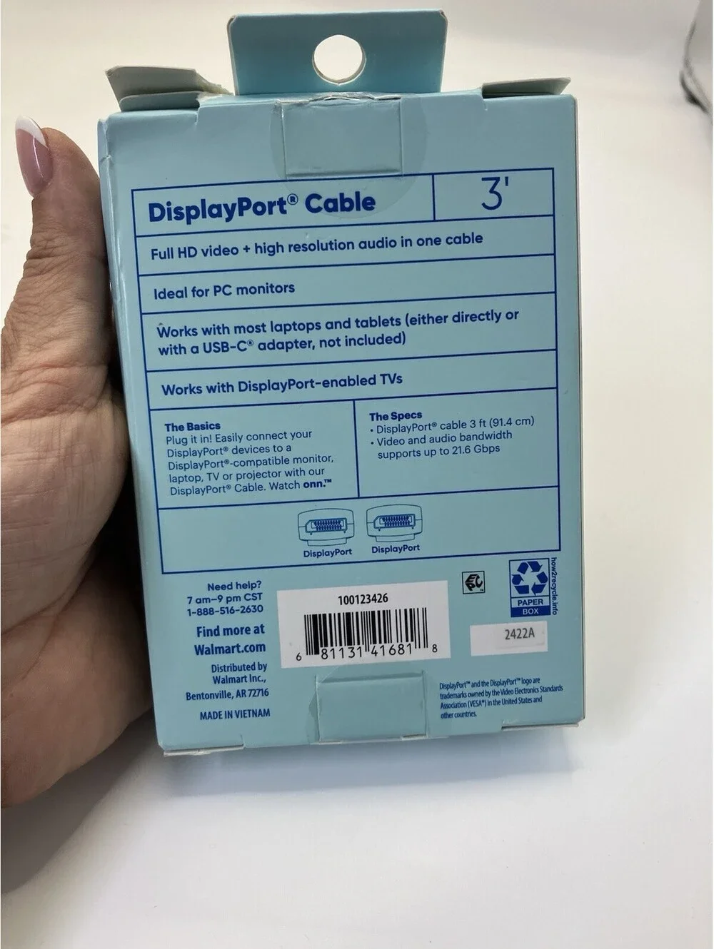 Watch Onn 3 Ft DisplayPort Cable. New Sealed Box Fast Ship